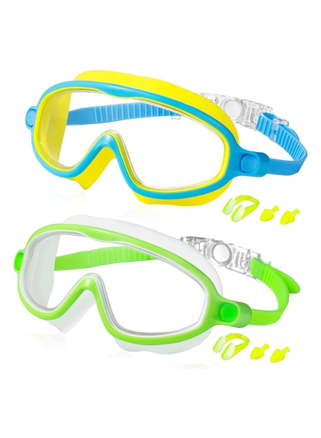 Kids Swim Goggles 2 Pack Anti-Fog Anti-UV Wide View Swimming Goggles Pool Goggles for Kids 3-15