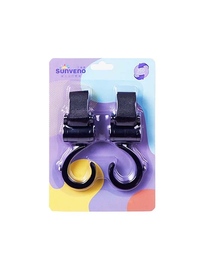 2-Piece Multi-Functional High-Strength Convenient Rotating Stroller Hook Set - Black