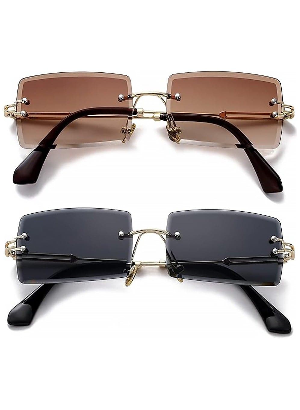 Fashion Rimless Rectangle Sunglasses For Women Men Rectangle Glasses Ultralight UV400 Eyewear Unisex