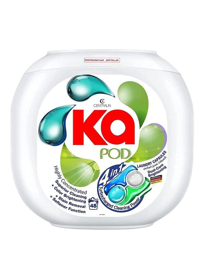KA 4 in 1 PODS, 99.9% Anti-Bacterial Laundry Detergent, 48 Capsules, German Formulated Laundry Pods, Washing Liquid Capsules, Original Scent