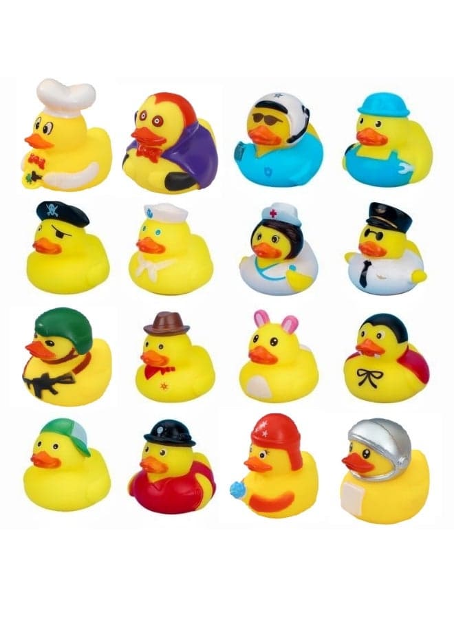 16 Pcs cute rubber bath ducks , different styles Rubber Duck Squeak Ducks ,Baby Shower Toy for Toddlers Boys Girls