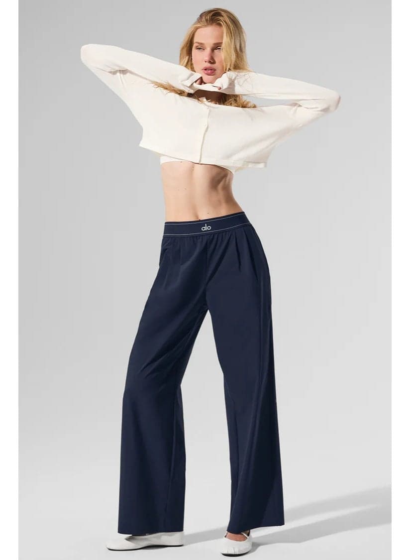 ALO Women's Straight-Leg Wide-Leg Casual Sport Trousers