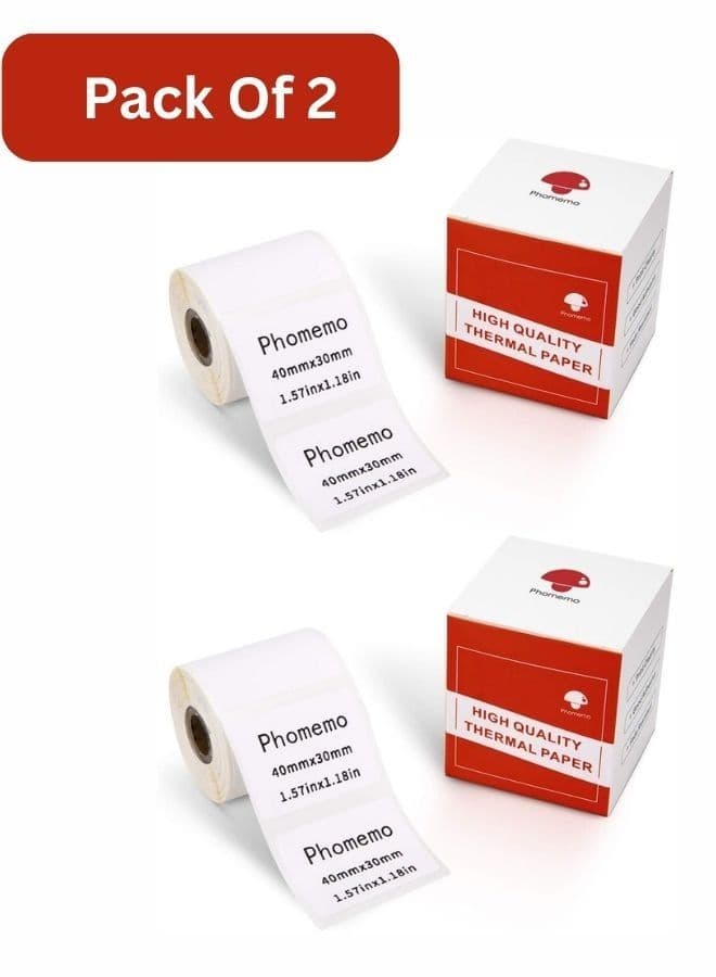 Pack of 2 Labels for Phomemo M110 M120 M200 M220 Label Maker printer Self-Adhesive price barcode