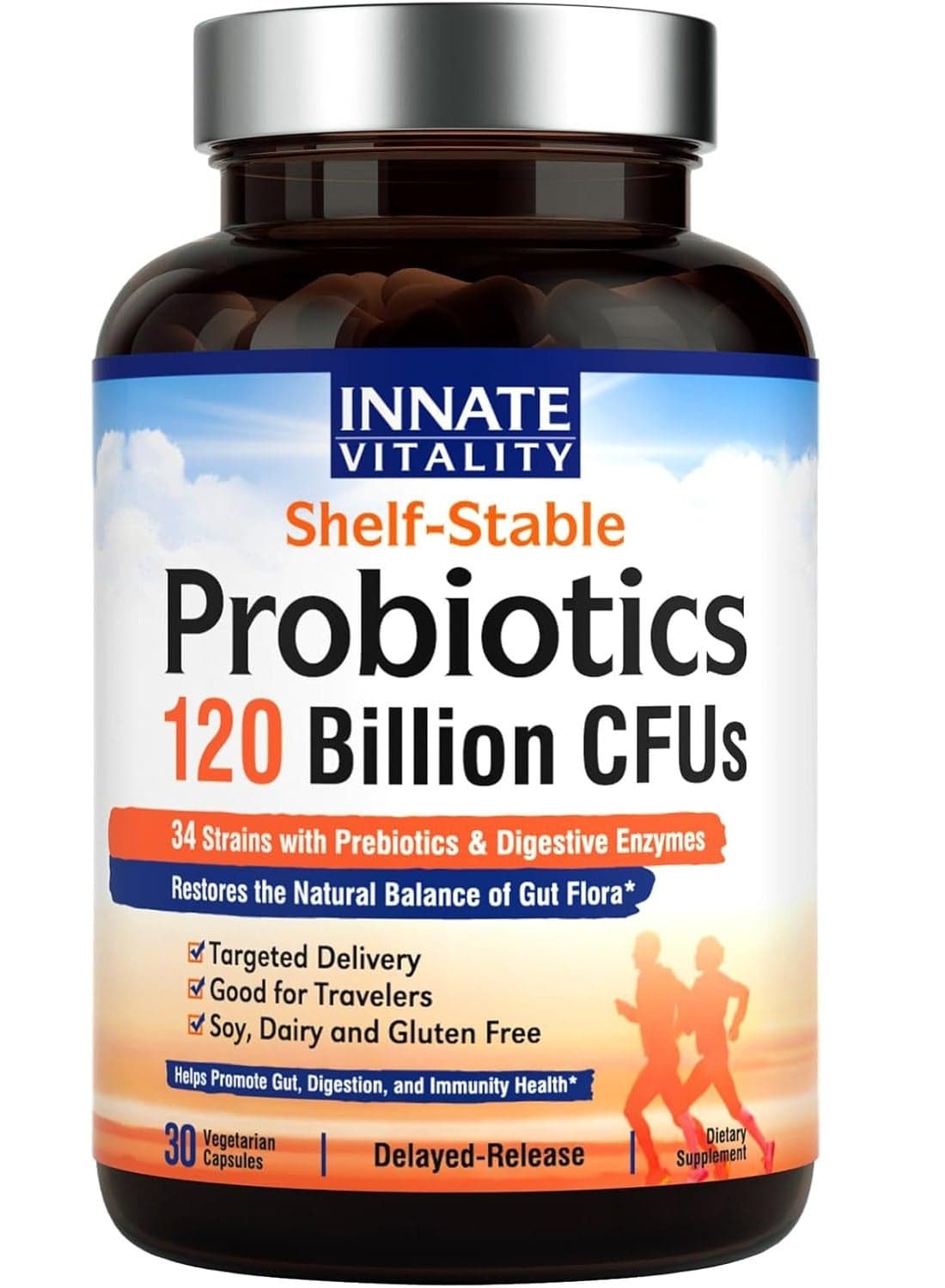 Probiotics 120 Billion CFUs, 34 Strains with Prebiotics & Digestive Enzymes - 30 Capsules