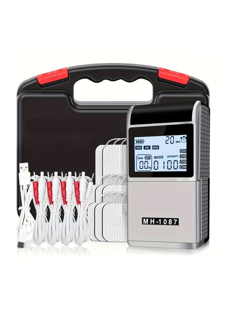 48 Modes EMS TENS MASS Machine with 8 TENS Pads, Rechargeable Tens Unit Muscle Stimulator, Meridian Massage Instrument, Pain Relief for Back Neck and Shoulders, Muscle Relaxer, Stim Machine, Electrotherapy