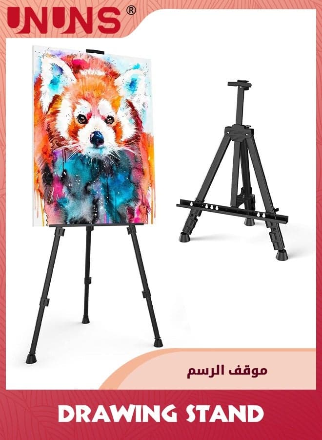 Art Painting Display Easel Stand,Portable Adjustable Aluminum Metal Tripod Artist Easel With Bag,Height From 54cm To 154cm,Extra Sturdy For Table-Top Floor Painting,Drawing,And Displaying,Black