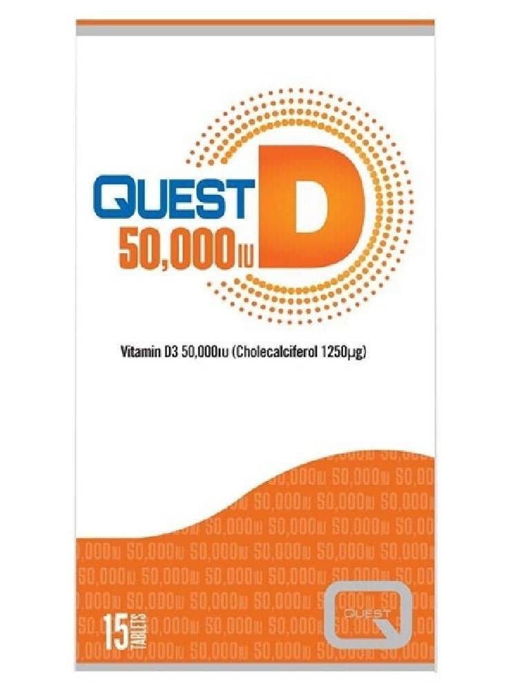 D 50,000 IU Vitamin D3 50,000IU (Cholecalciferol 1250ug), 15 Tablets