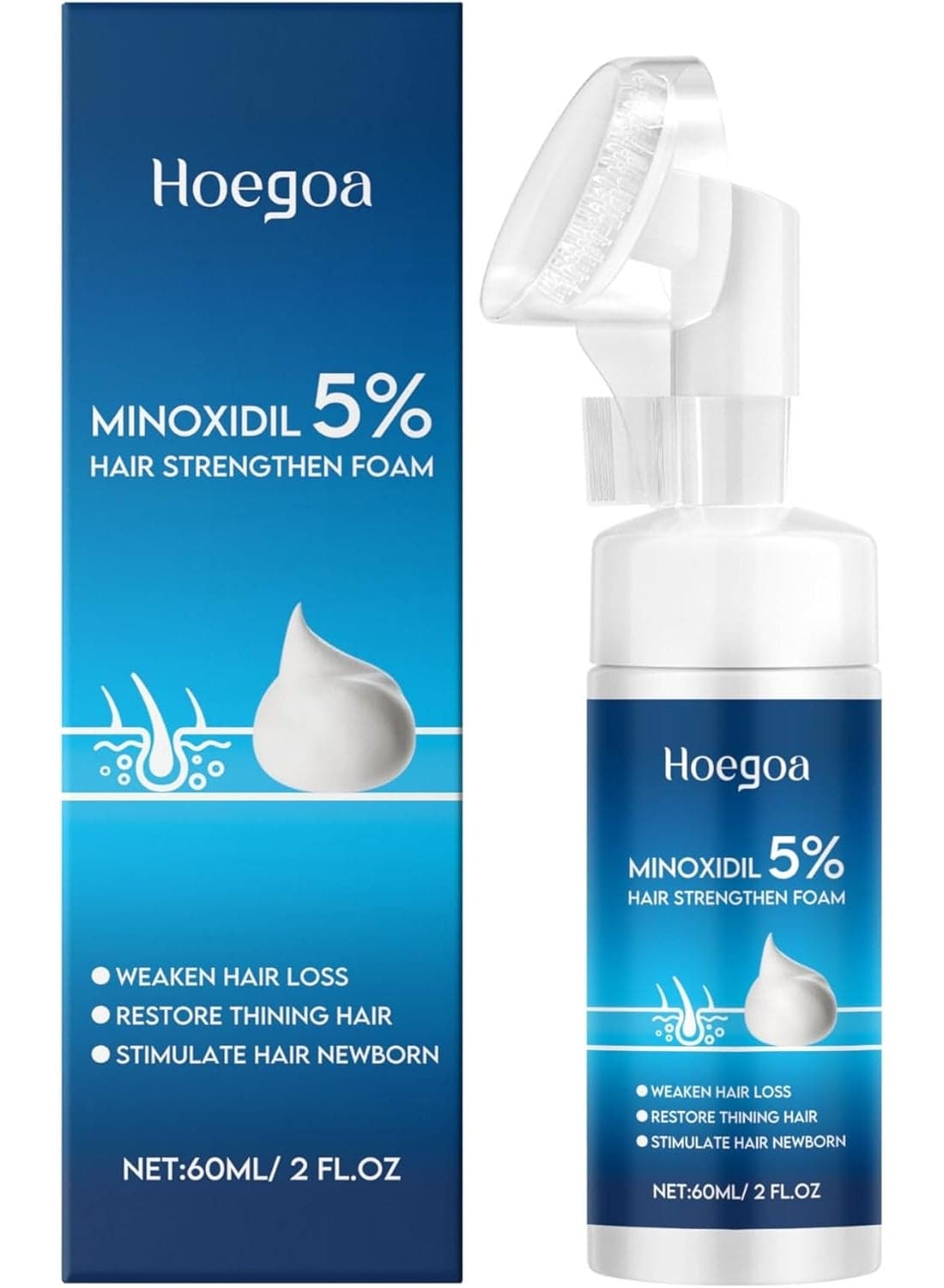 5% Minoxidil Foam for Hair Growth Hair Strengthen Foam to Stop Thinning and Hair Loss for Men and Women, Scalp Care and Volume and Fluff, 60ml/2fl oz