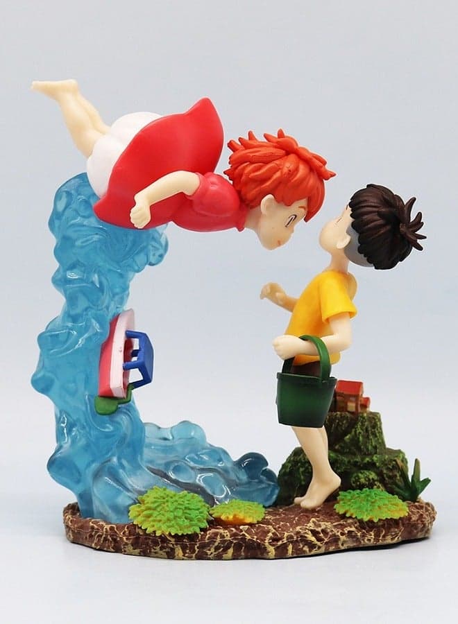 Ponyo And Sosuke Anime Figure | Definition Scene Reproduction | Action Figure Collectible Model | Perfect Decoration For Bedroom, Living Room, Desk, And Office | Ideal Valentine's Day Gift And Birthday Present For Boys And Girls, 18cm