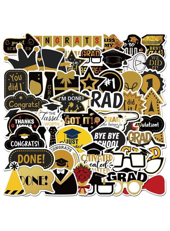 52-Piece Graduation Themed Stickers, Graduation Party Decorative Stickers, Waterproof Graduation Stickers for Various Graduation Ceremonies for Elementary Schools, Middle Schools, Universities, etc.