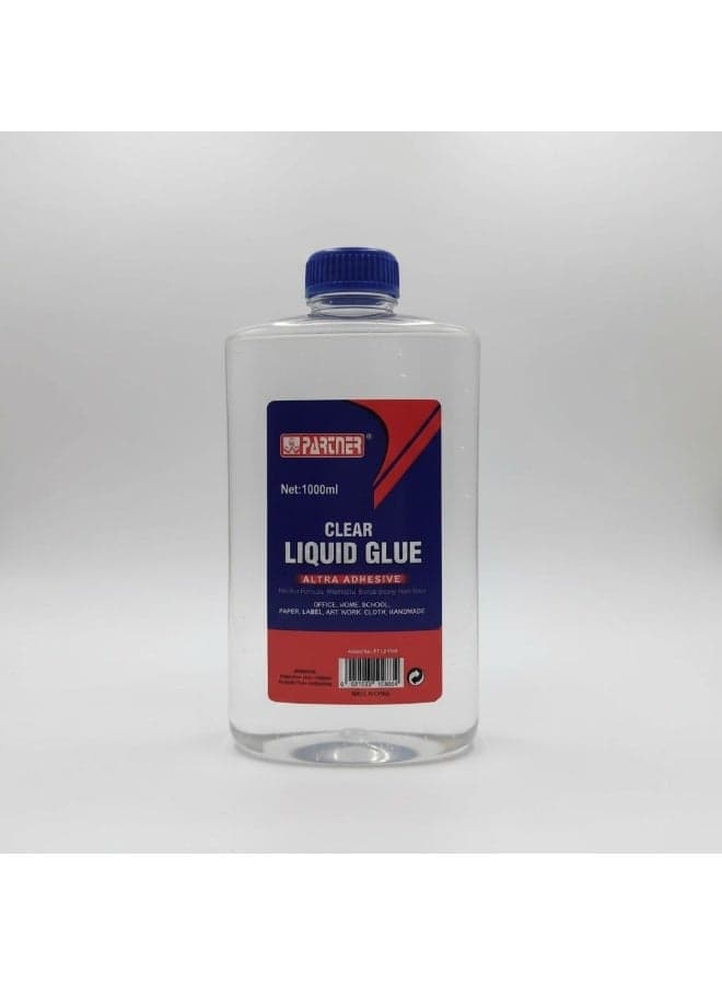 PARTNER Clear Craft Glue 1000ml Multi-Purpose Adhesive for Paper School & Art Projects