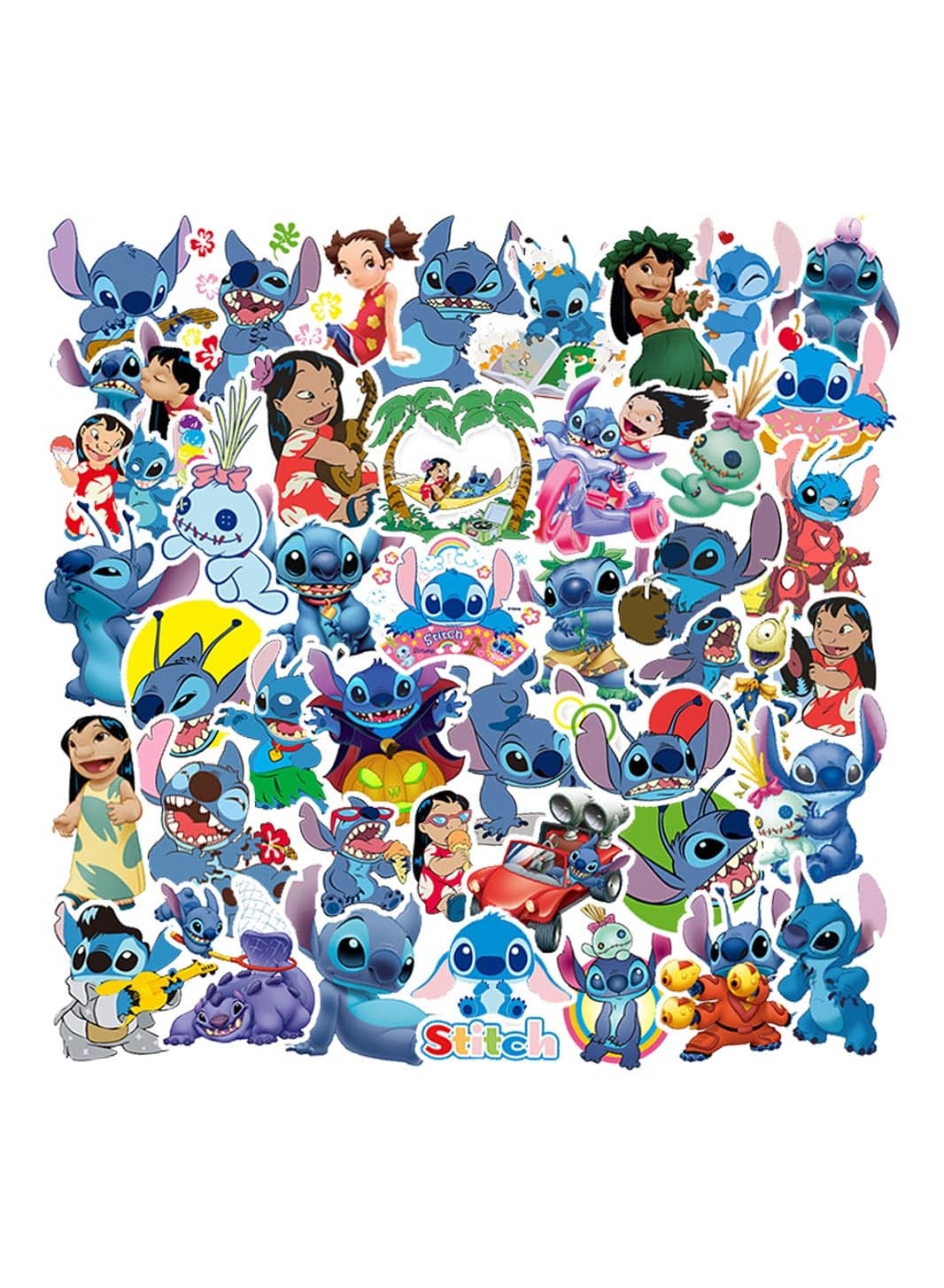 50-Piece Stitch Anime Stickers for Laptop Luggage Cartoon Graffiti Stickers for Kids
