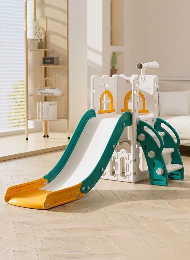 Castle Themed Multi-functional Children's Slide with Telescope & Storage - Scientifically Zoned Design-N05524
