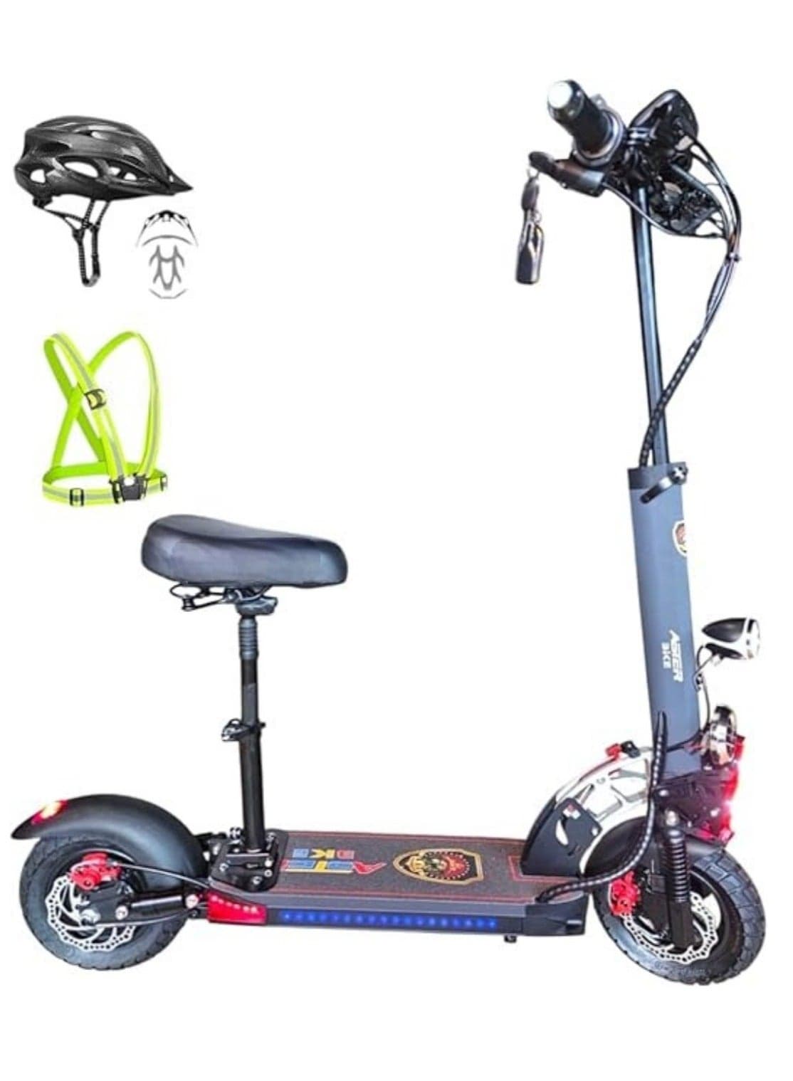 E10 E-Scooter 2024-2000W Motor & 48V 13Ah Battery | Digital Display | Full Foldable Design | Bluetooth Speaker & Removable Seat | Adjustable & Easy to Fold | Multiple Colors