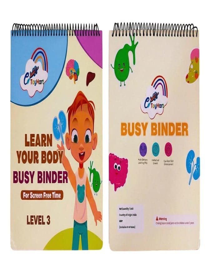 eToymart Busy Binder Book for Toddlers - Learn Your Body (Level 3) | Human Body Educational Book for Kids | Montessori Learning Busy Board & Activity Velcro Book for Kids 4-8 Years