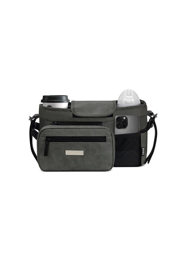 FYRA Universal Baby Stroller Organizer|Baby Stroller Caddy Hanging Travel Stroller Bag with Insulated Cup Holder, Bottle Holders|Phone Pocket |Fits All Strollers|Pram Buggy Pushchair Organizer Bag