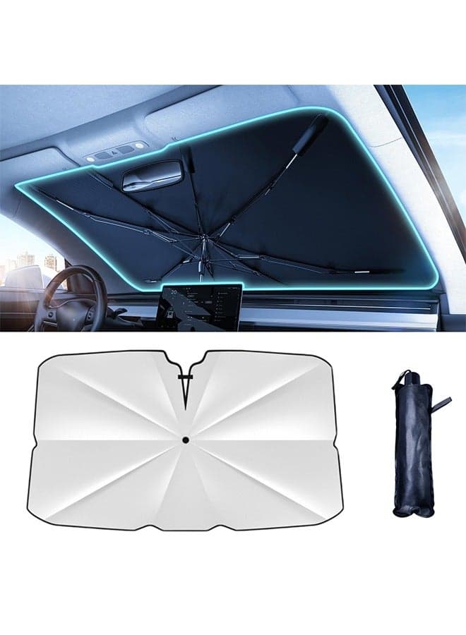 New upgrade Windshield Sun Shade Umbrella for Car - Collapsible sun umbrella with sun protection, Protect Car from Sun Rays Heat Damage, Keep Cool and Protect Interior(140CM× 80CM)