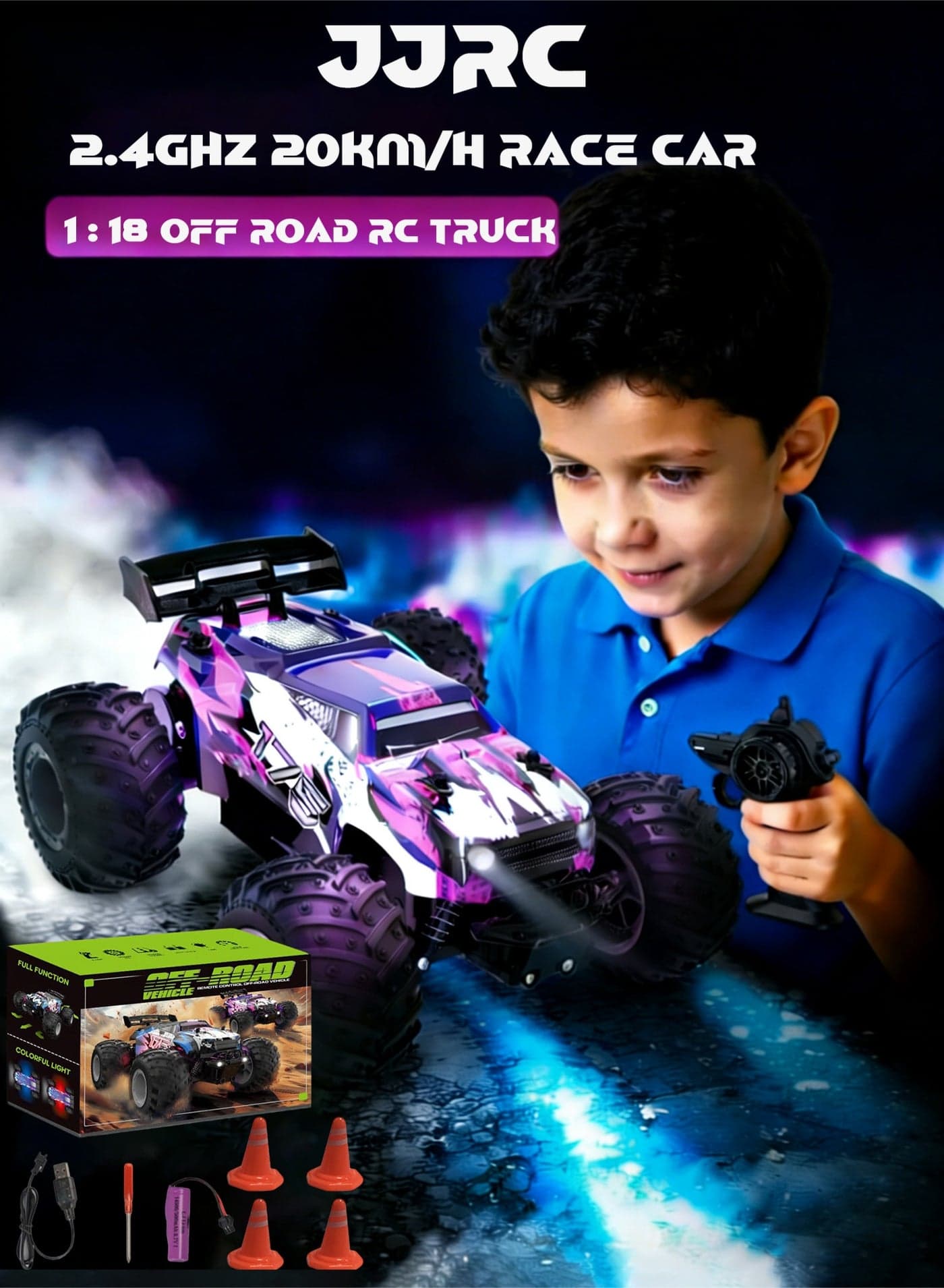 JJRC Pink Remote Control Car for Boys and Girls, 1:18 Fast rc Cars for Girls with 40+ KM/H 4WD Off-Road rc Truck