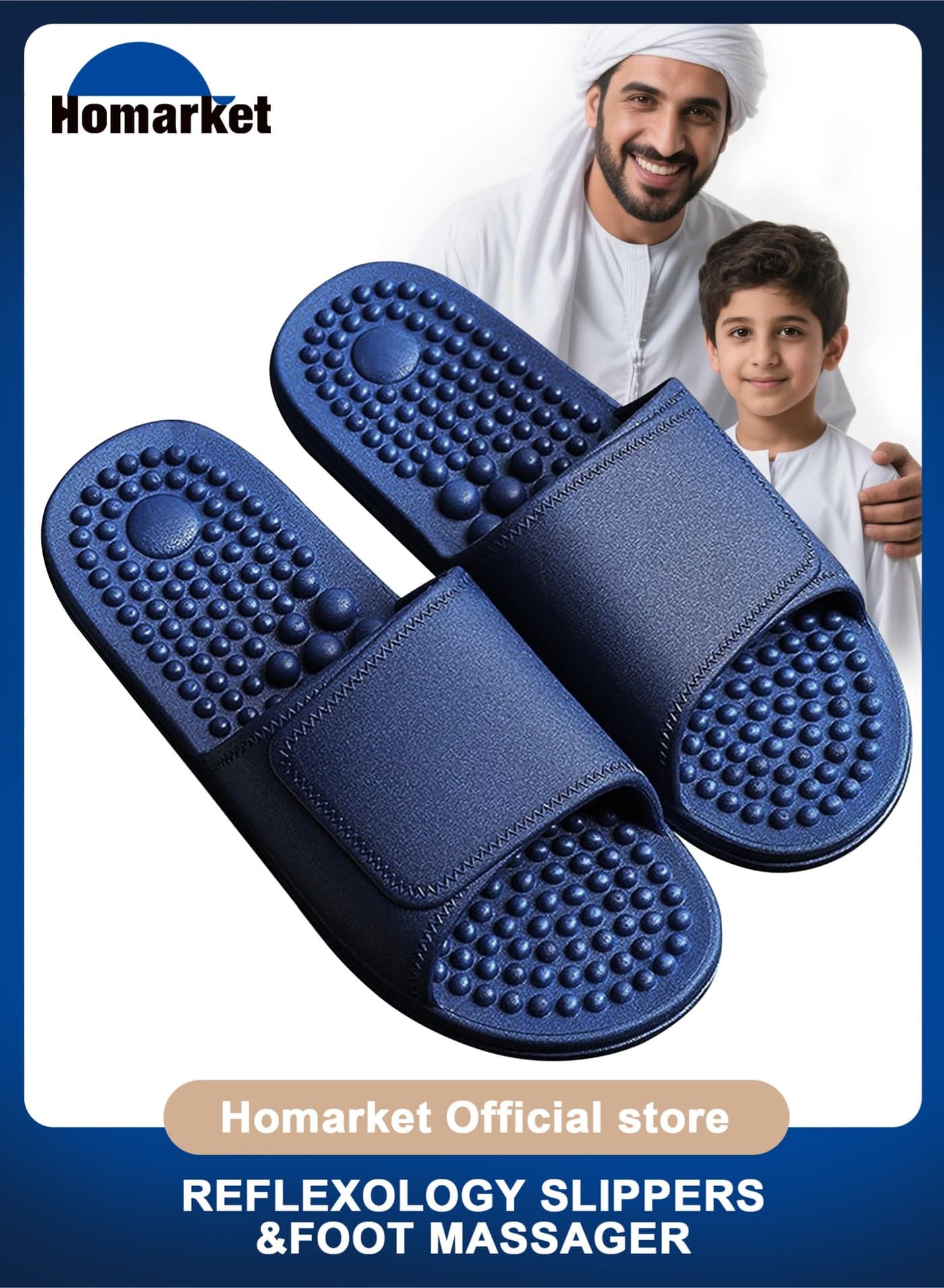 Acupressure Massage Slippers for Plantar Fasciitis for Women and Men Acupuncture Slippers Arthritis Neuropathy Pain Relief Non-Slip Massage Sandals Womens Stress Relief Gifts for Bath (Blue)