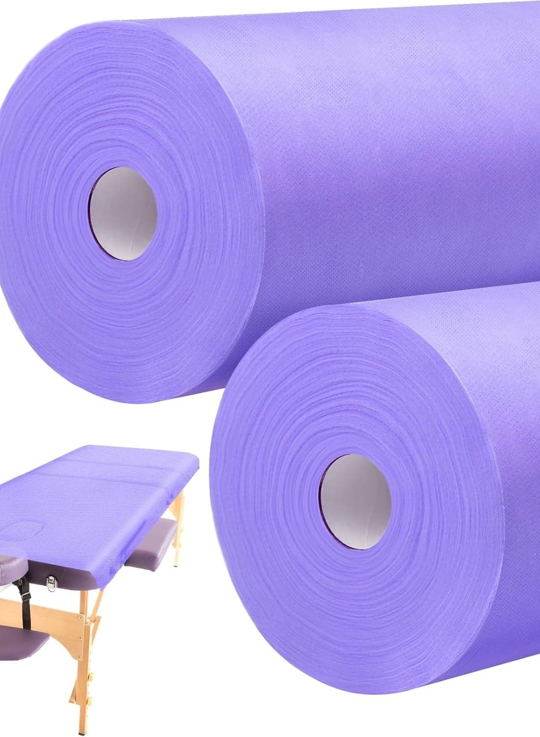 2 Rolls Disposable Non Woven Bed Sheets Massage Table Paper Covers Non Woven Fabric Massage Bed Sheets Waterproof Spa Breathable Bed Cover for Beauty Salon, Hotels (Purple)