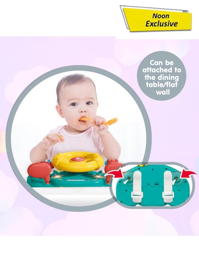 3-In-1 Steering Wheel Toy For Babies With Suction Cup & Straps | Baby Driving Toy For High Chair, Wall, Stroller & Crib | Sensory Activity Toy For Travel & Mealtime Play