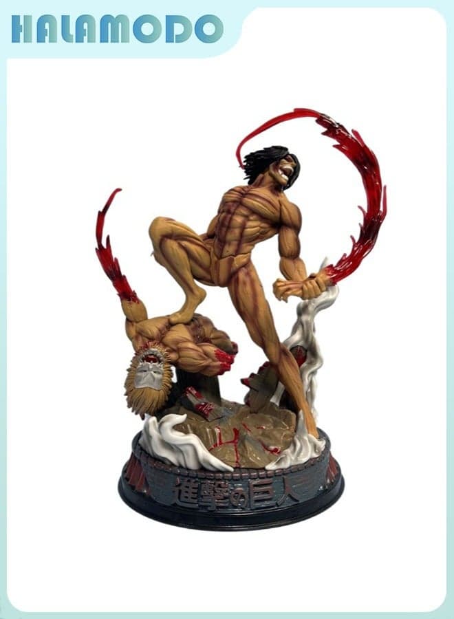 Attack on Titan Collectible Figure of Eren in Standing posture with Base, Decoration and Gift Treasure , Epic Anime Collectible, Collection Grade Trendy Toy, Desktop Display Ornament, Boys Girls Adults Birthday Gift, 29 cm