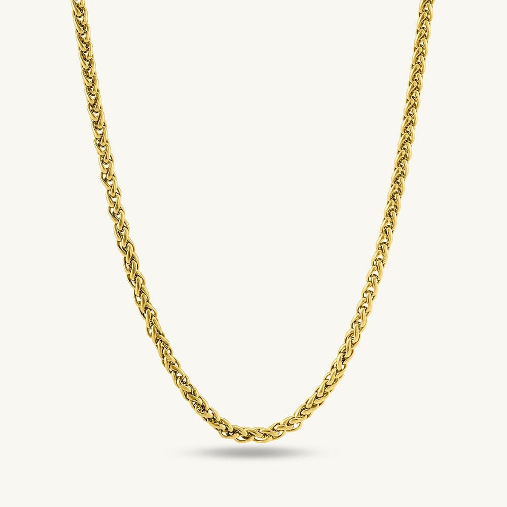 PALMONAS 18k Gold Tone Plated Wheat Chain | 3MM
for Men