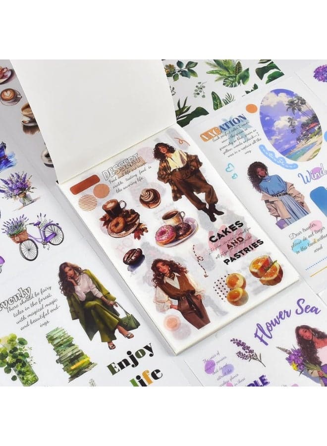 Washi Sticker,50 Sheets Journaling Sticker Book,Ephemera Books,Pre-Cut Scrapbook Stickers Junk Journal Supplies Aesthetic Junk Journal Journaling Craft5