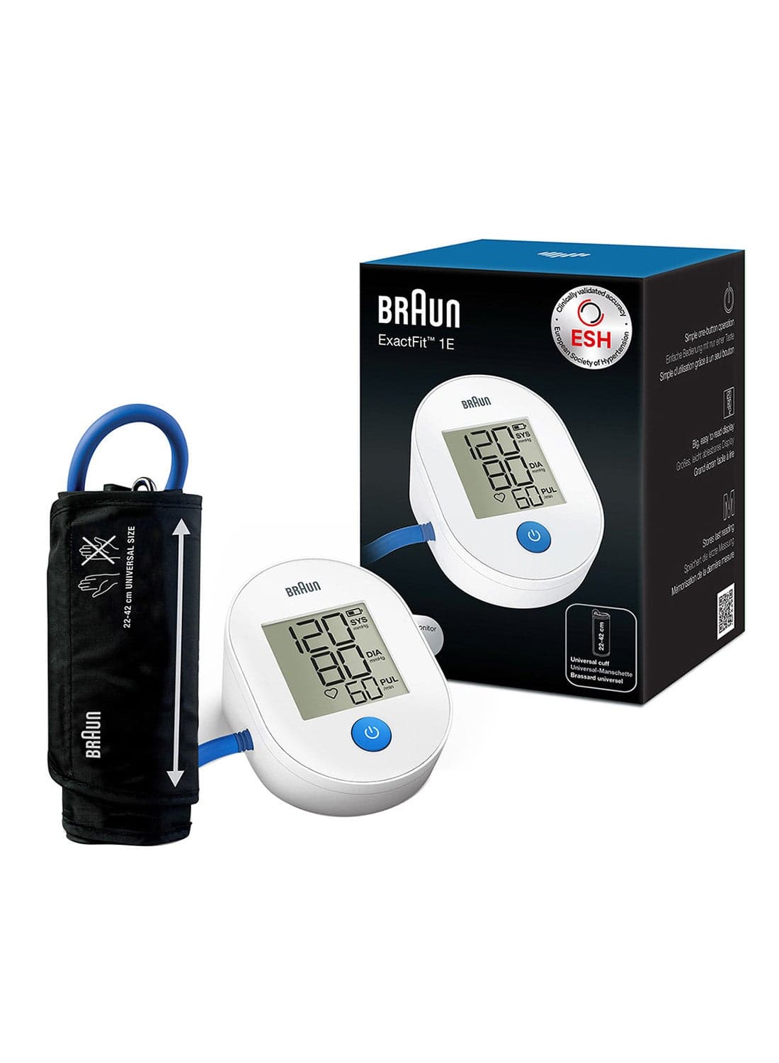 ExactFit 1E Upper Arm Blood Pressure Monitor – Clinically Accurate, Easy-to-Read, Universal Cuff, Stores Last Reading BUA4000