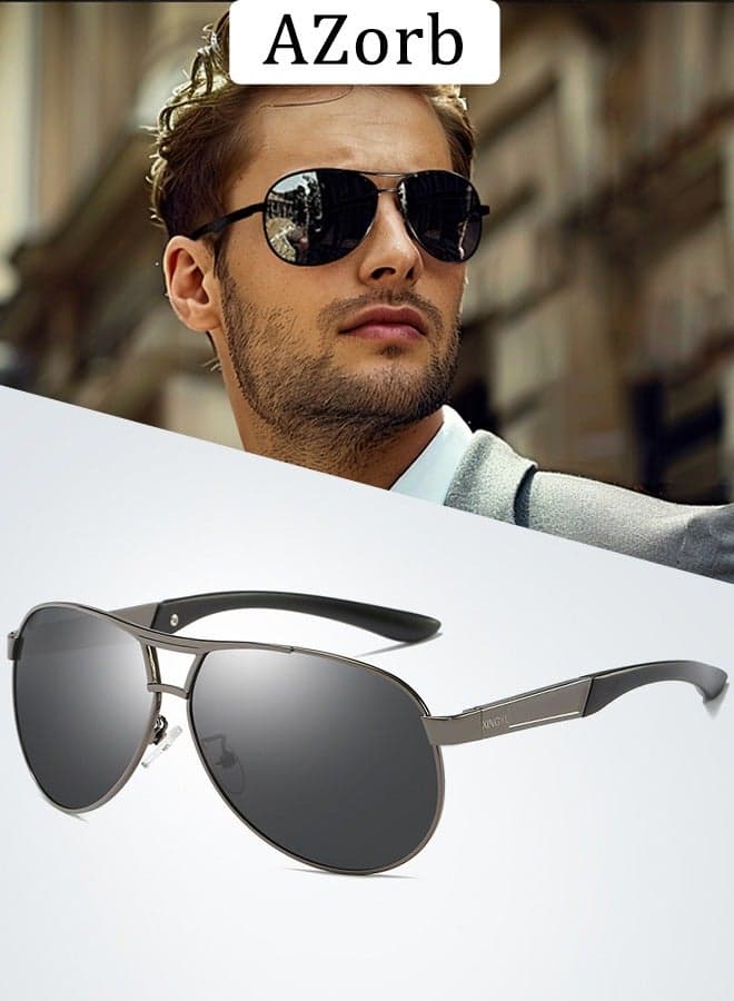 Metal Aviator Sunglasses Men Women Magnesium Aluminium Alloy Sun Glassess Men's Women's Polarized Mens Sunglass High Quality Eyewear UV400 Protection Shades for Driving Travel Daily Black