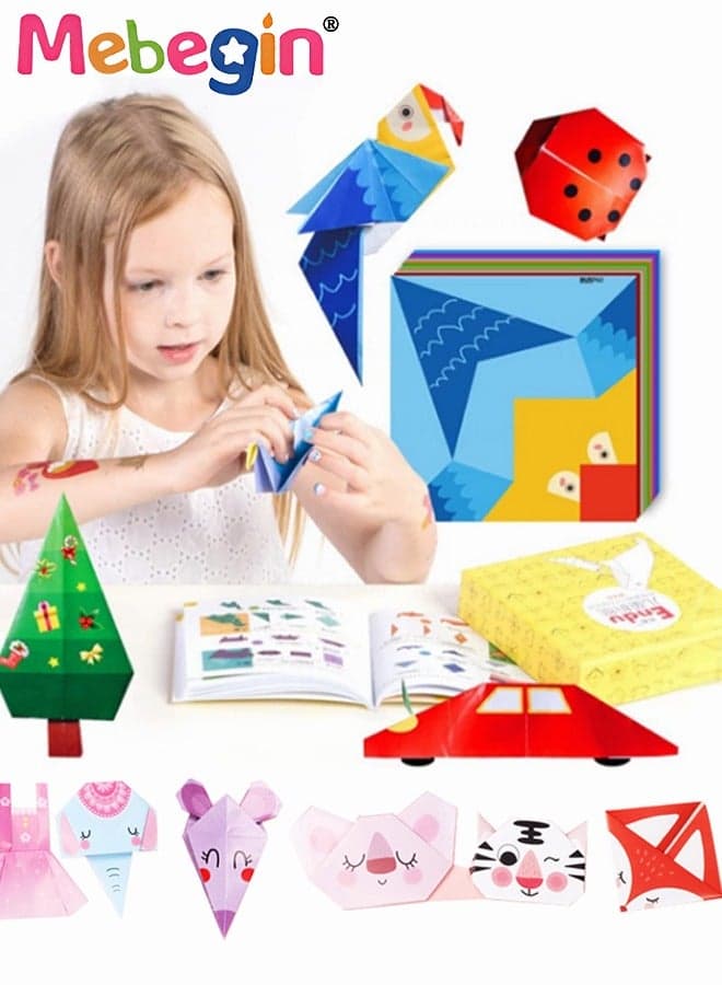 Kids Origami Kit with 200 Sheets of Colorful Paper and Guiding Book, Fun Creative Origami Set with Rich Vivid Patterns, DIY Art and Craft Projects Activity, Perfect for School origami Lessons, Ideal for Both Kids and Adults Who Enjoy DIY Projects