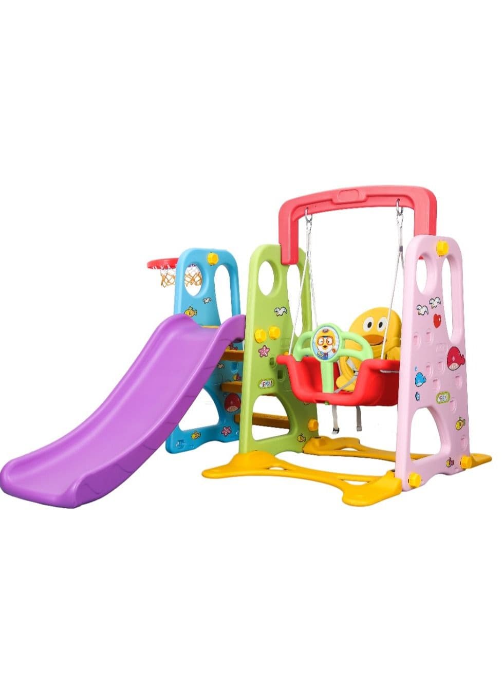 RBWTOYS Baby Series 3 in 1 Kid's Swing, indoor Slide with Basketball Hoop. RW-16339.