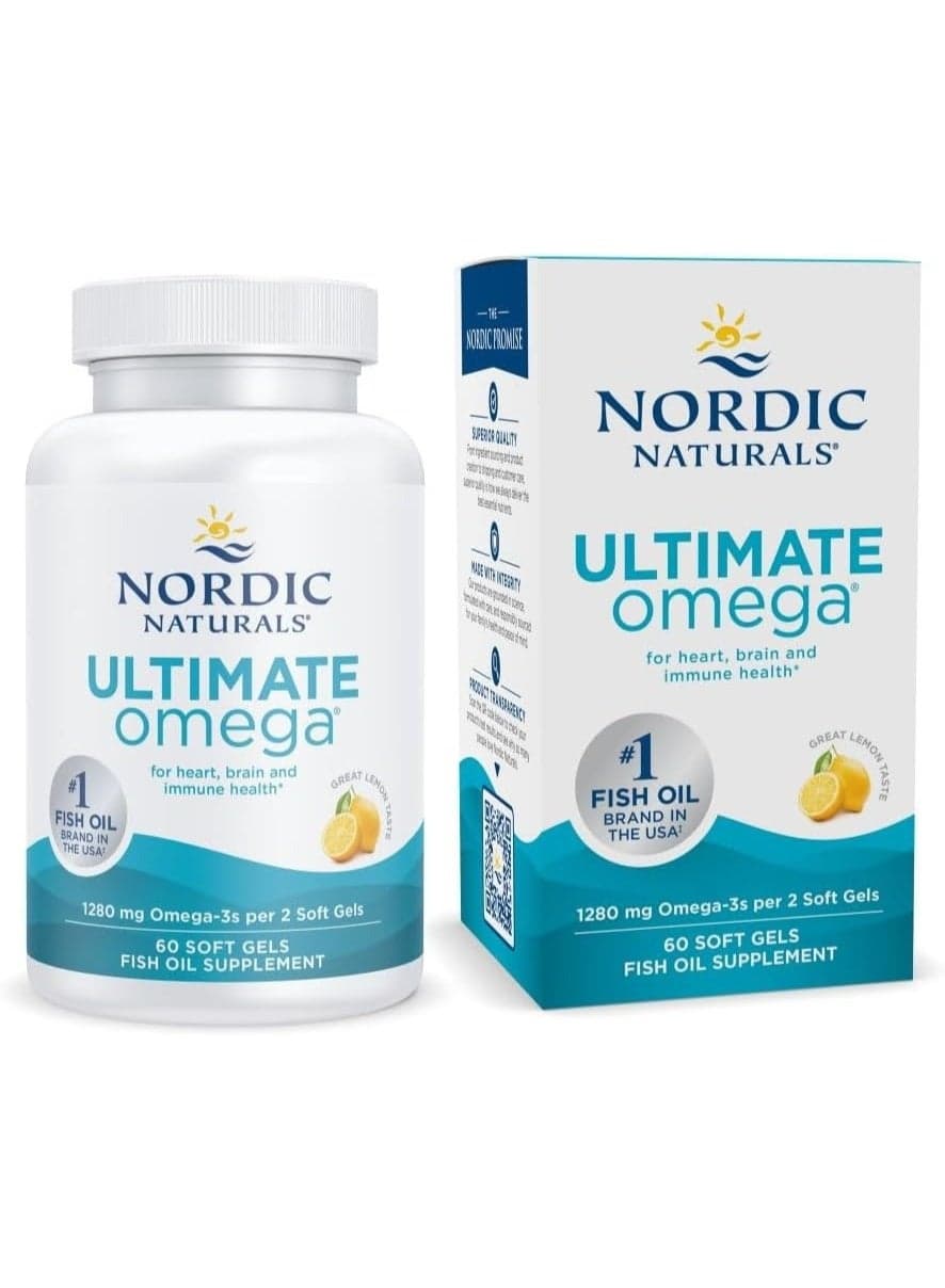 Ultimate Omega, Support For A Healthy Heart, Lemon Flavor 60 Soft Gels