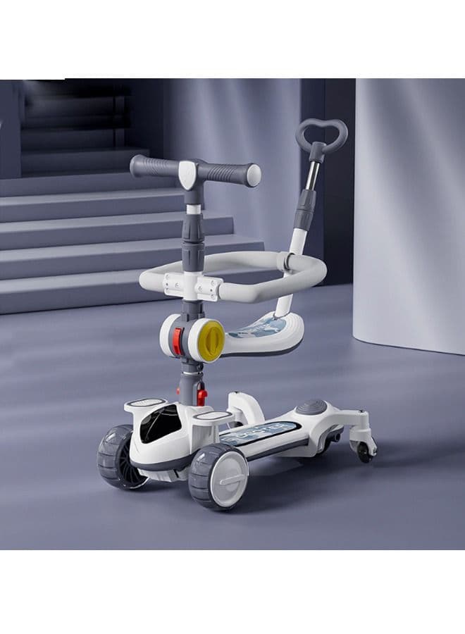 3 in 1 Scooter for Kids Adjustable Height Handlebars and Removable Seat with Push Handle Anti-Slip Deck Flashing Wheel Lights for Kids 2-12 Year Old