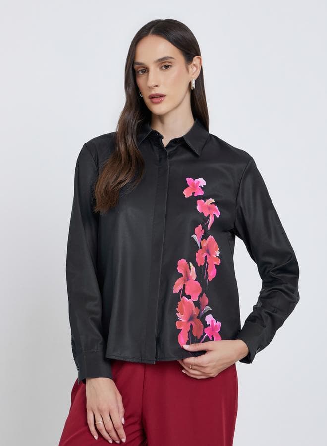 Styli Floral Print Spread Collar Buttoned Shirt