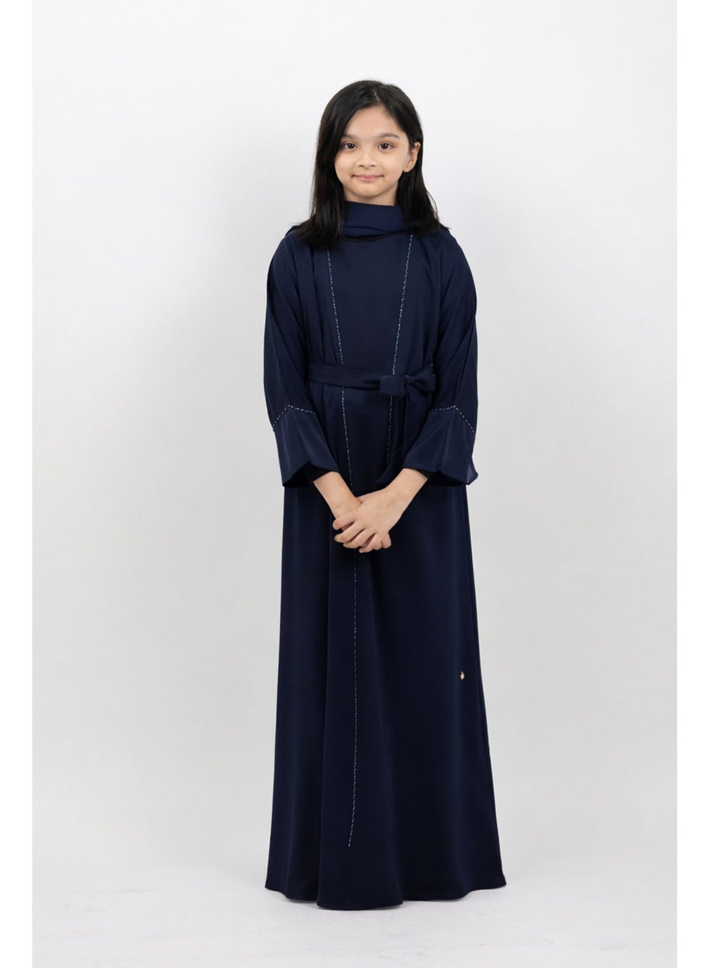 Lulwa Navy Beaded Kids Abaya