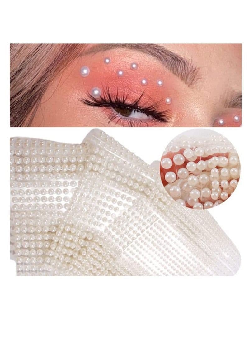 Self Adhesive Pearl Stickers Makeup White Pearls Gems For Eyes Face Nail Temporary Tattoo Gems Jewelry DIY Crafts Home Decoration Scrapbooking Embellishments Accessories Festival Decorations 4 Size