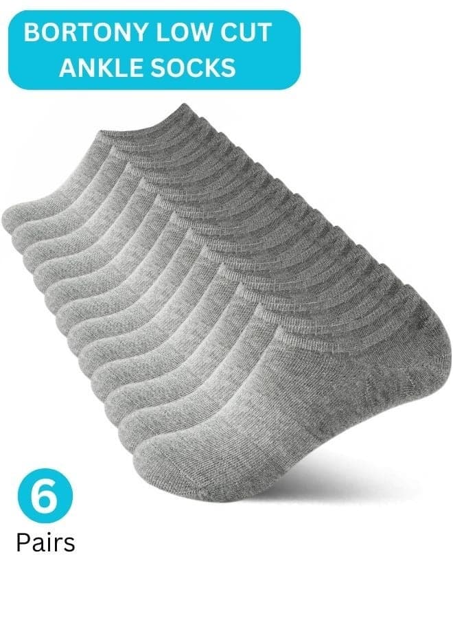 BOROTNY 6 Pairs No Show Socks for Mens Womens Low Ankle Socks Adults Free Size Socks for Sneakers Footies Athletic Anti-slip Invisible Liner Socks 12 Pieces