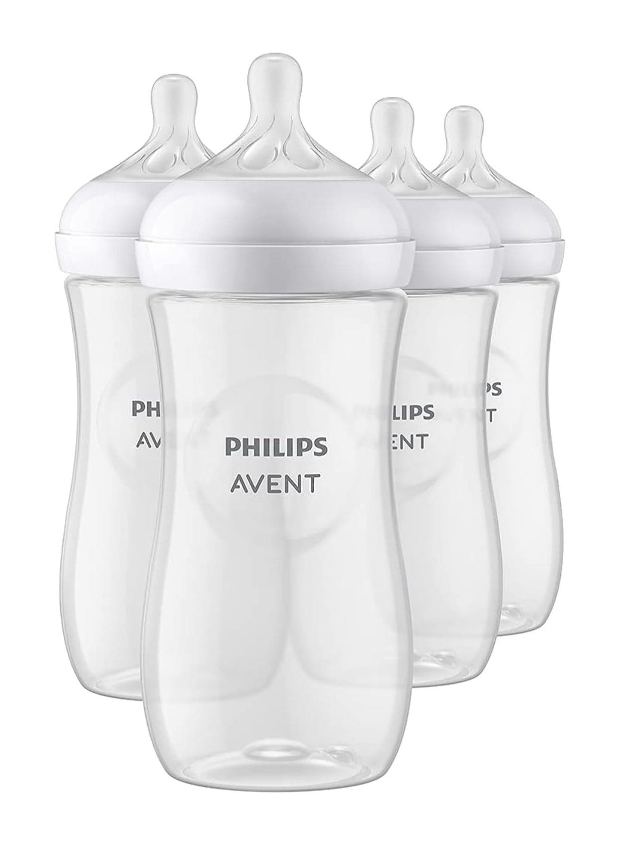 Pack Of 4 Natural Baby Bottle with Natural Response , Clear, 11oz