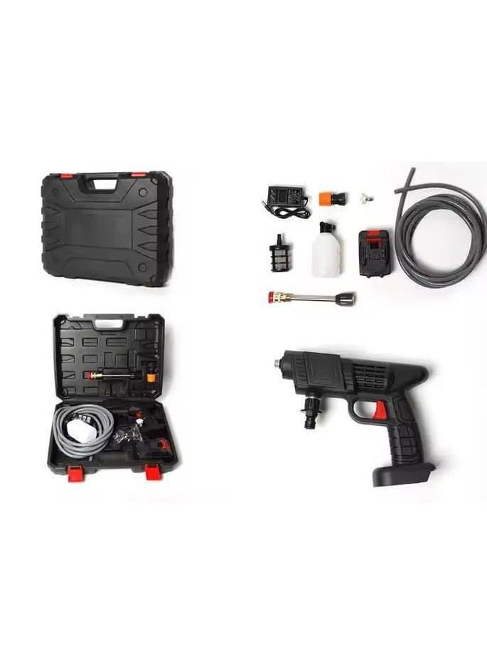 Cordless High Pressure Power Washer Gun 48V – Portable Handheld Car Wash Cleaner with 22 Bar Water Pressure, Multiple Spray Nozzles, 5m Hose, Filter & Rechargeable Battery – For Cars, Fences, Patio, Windows, Boats & Outdoor Cleaning