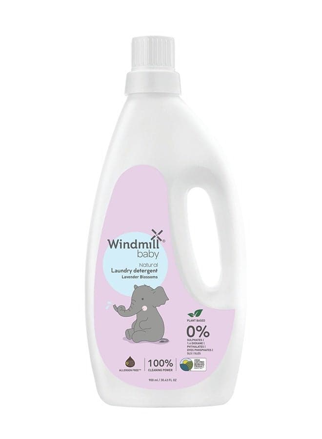 Baby Natural Plant Based Laundry Detergent Liquid, Usda Certified, Allergen Free, Gentle With Bio-Enzymes, Lavender Blossoms - 900Ml