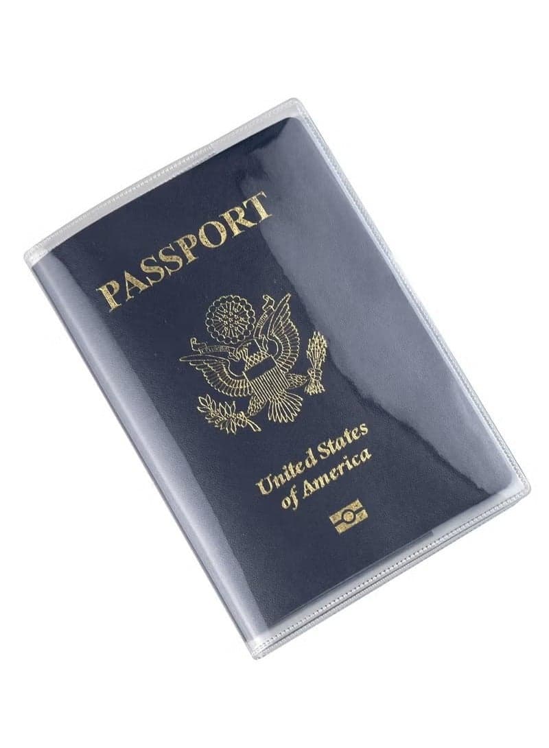 4-Pack Clear Passport Covers: Plastic Protector Sleeves for Travel Documents.
