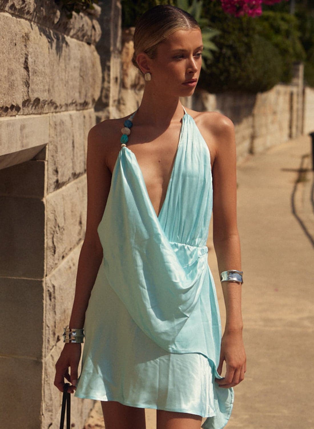Rosita Tie Neck Wrap Mini Dress