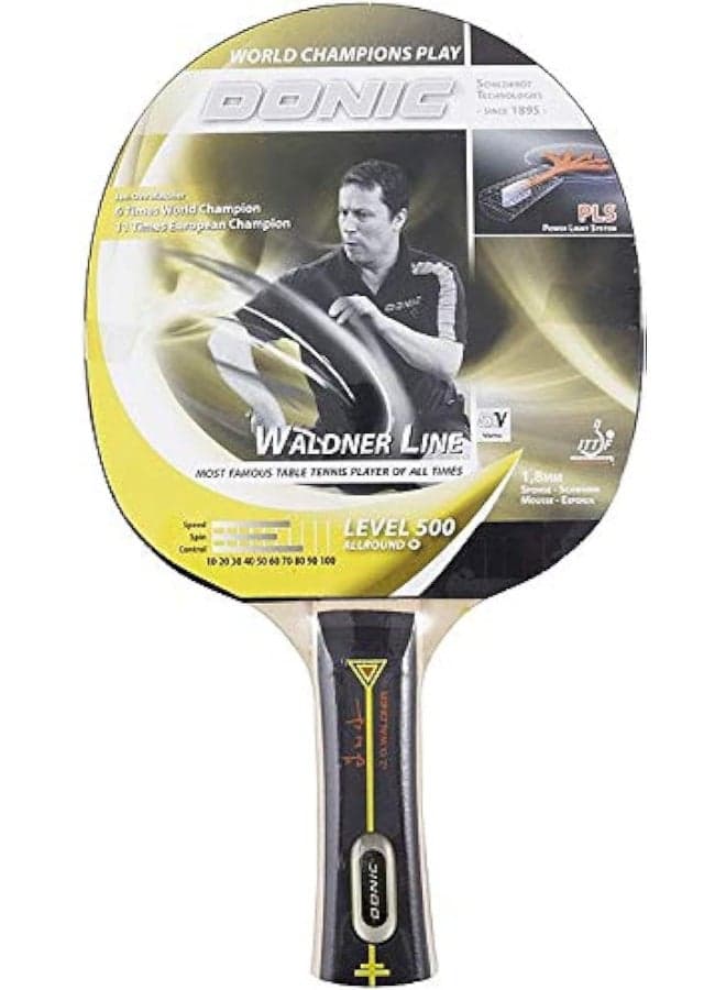 Donic Waldner 500 Table Tennis Racket – 5-Ply Blade, 1.8mm Sponge, Flared Handle – Allround Control & Spin – ITTF-Approved Rubber – Model 270251000