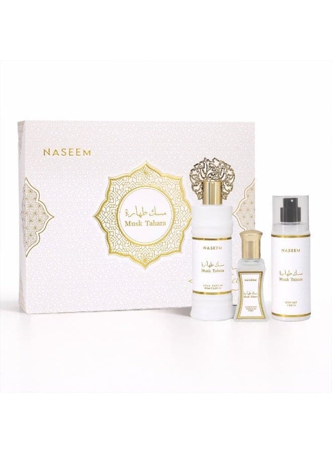 Musk Tahara Premium Gift Set- 3pcs (Eau De Parfum, Roll-On & Body Mist)