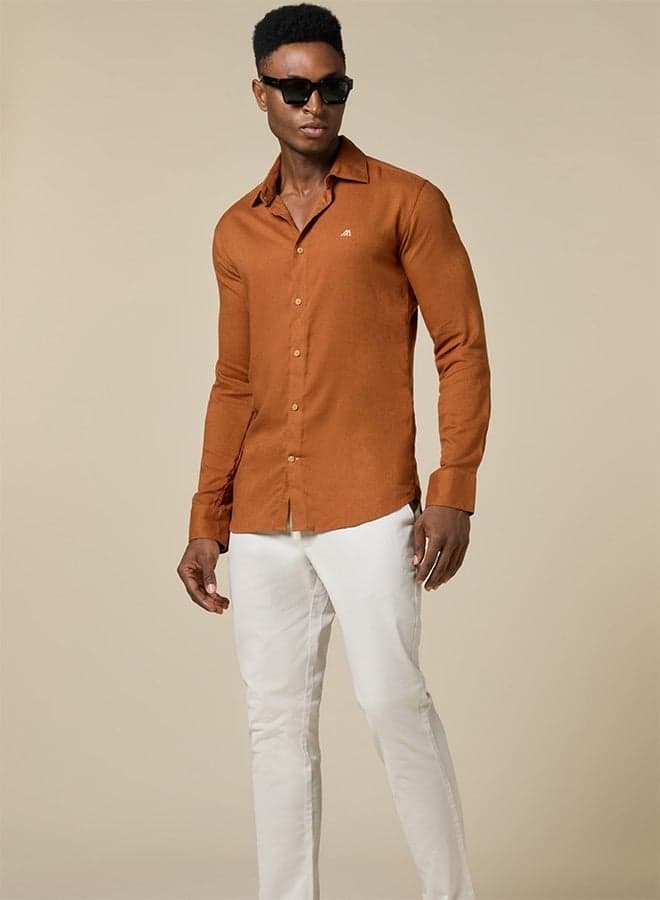 The Desert Warmth Rust Lyocell Linen Shirt with Earthy Softness