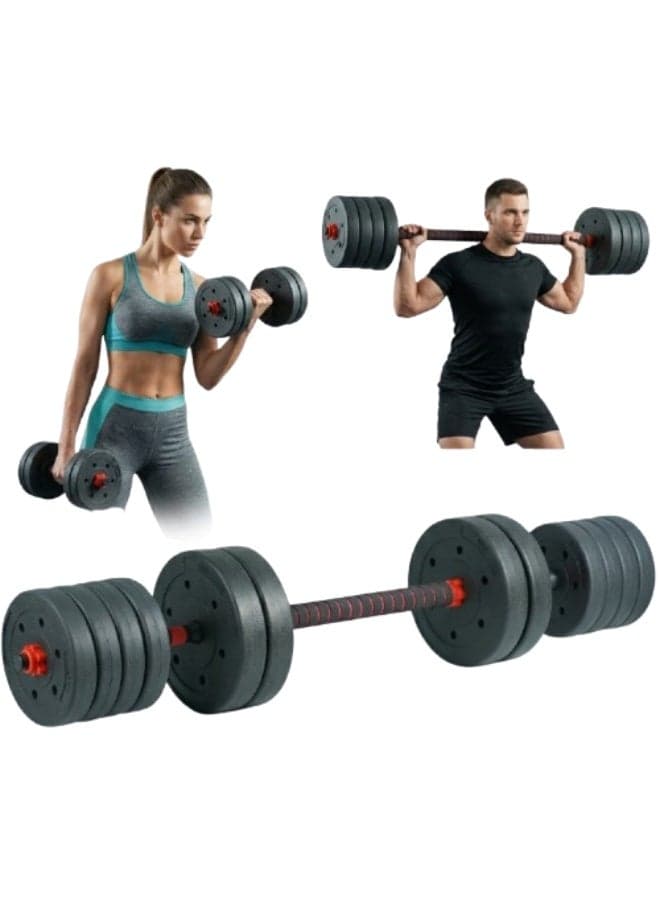 Axox Fitness 40KG Adjustable Dumbbell & Barbell Set – Heavy Home Gym Weight Set with Polypropylene Plates, Quick-Lock System, Sponge Grip Handles, Convertible Strength Training Kit for Full Body Workout