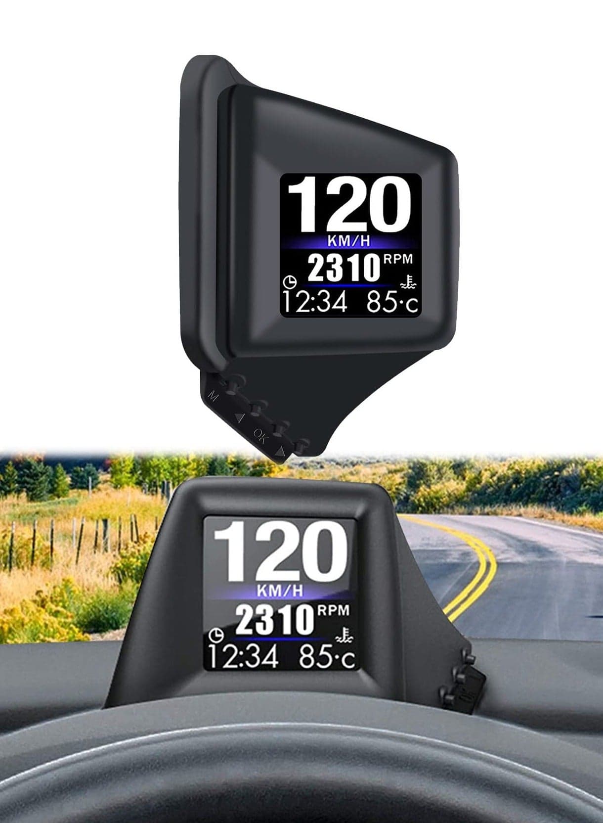 Car HUD Head Up Display, with OBDII GPS Dual System, OBD2 Speedometer Gauge, 8 Modes,Multifunction Gauge Dashboard Display Smart Gauge, can Installed Dashboard