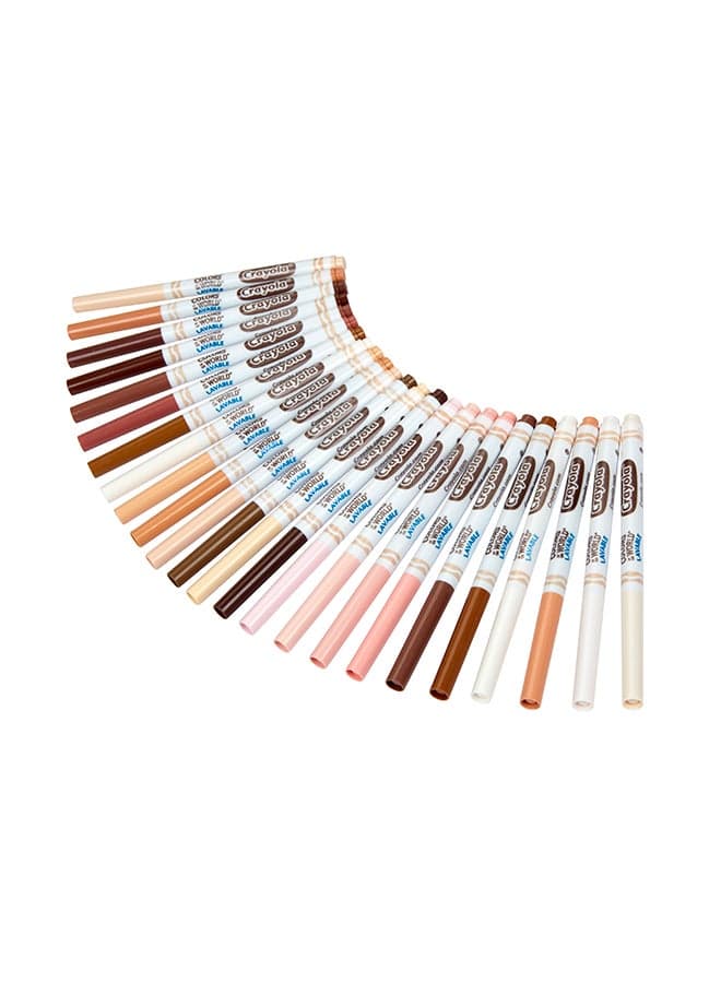 Colors of the World Fine Line Washable Skin Tone Markers, 24 Count