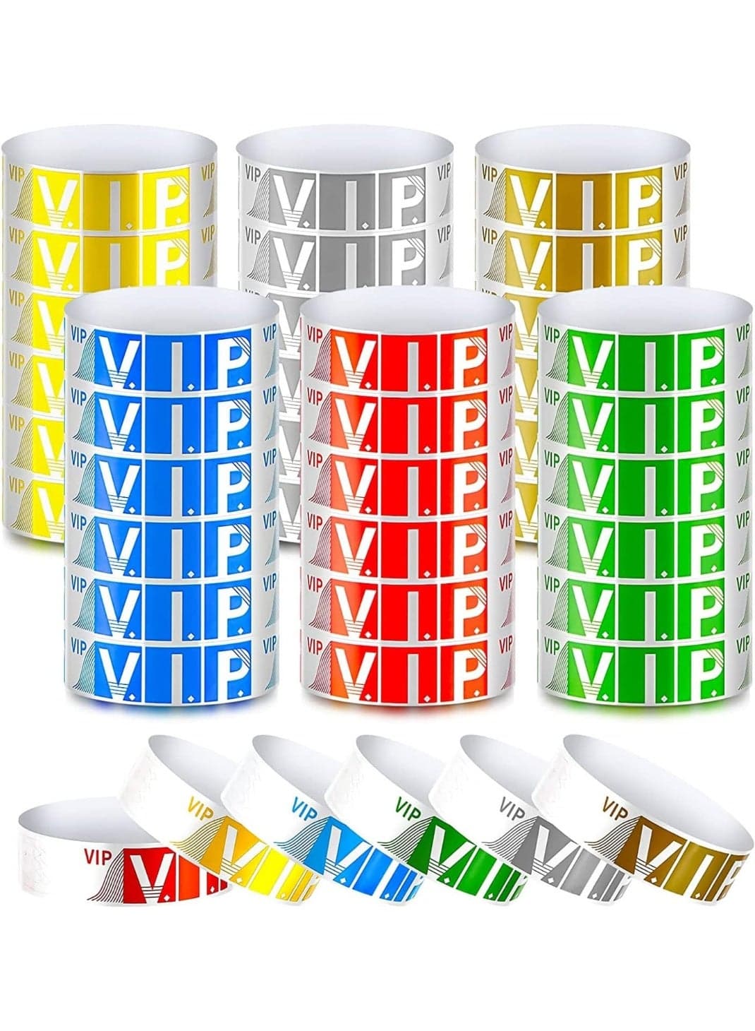 Paper Wristbands for Events Colors 600 Counts Neon Wrist Bands Waterproof Arm Hand Lightweight Concert Colored Bracelets Adhesive Party